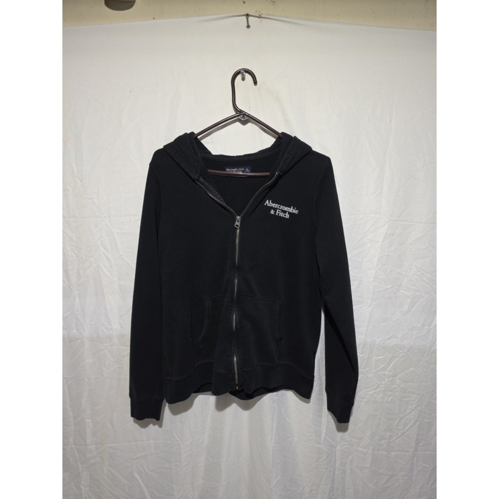 Abercrombie & Fitch Black Full Zip Hoodie Soft A&F Fleece Logo XL